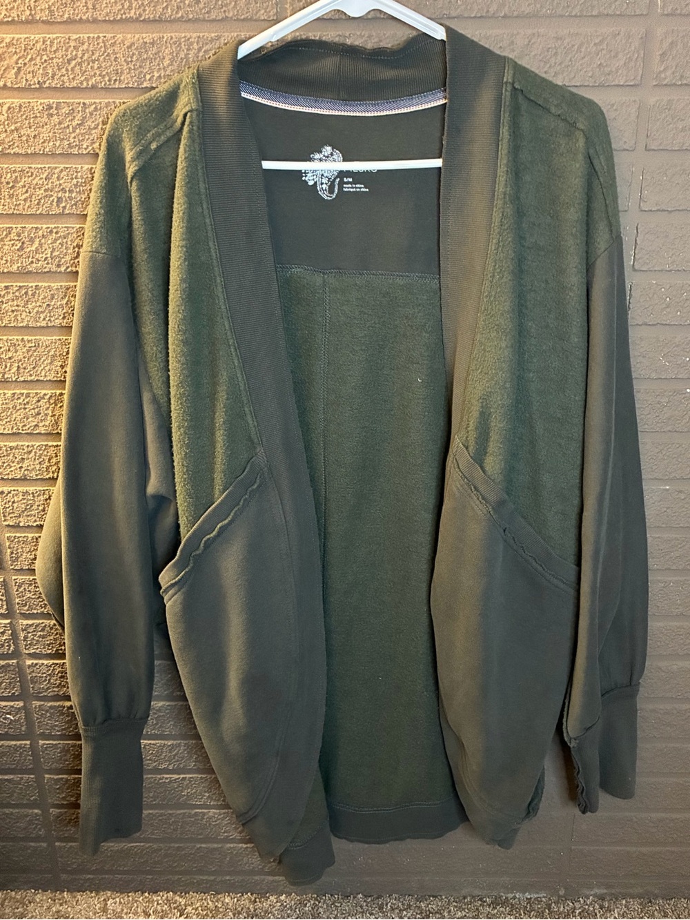 Pilcro Olive Green Open-Front Cardigan Sweater